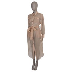 BRUNELLO CUCINELLI nude silk 2020 BELTED ORGANZA TRENCH Coat Jacket M