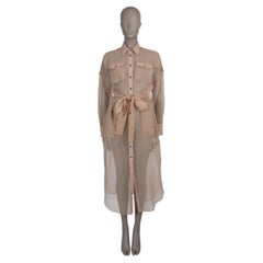 BRUNELLO CUCINELLI nude silk 2020 BELTED ORGANZA TRENCH Coat Jacket M