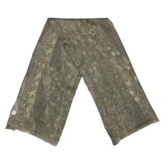 BRUNELLO CUCINELLI Olive Abstract Floral Cashmere Fringe Scarf