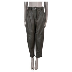 BRUNELLO CUCINELLI vert olive 2021 Pantalon droit en cuir 40 S