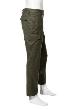 Brunello Cucinelli Olive Green Wool Cargo Pants Leisure Fit Size 48
