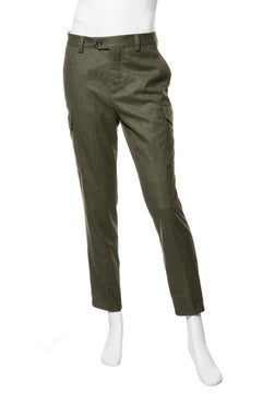 Brunello Cucinelli Olive Green Wool Cargo Pants Leisure Fit Size 48