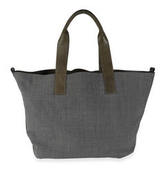 Brunello Cucinelli Olive Suede & Gray Wool Reversible Tote