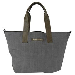 Brunello Cucinelli Olive Suede & Gray Wool Reversible Tote