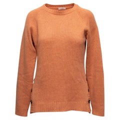Brunello Cucinelli Maglione in cashmere arancione con toppa sul gomito