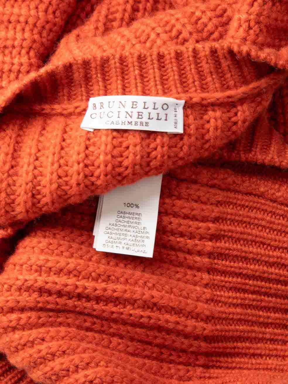 Women's Brunello Cucinelli Orange Knit Mid Sleeves Top Size M For Sale