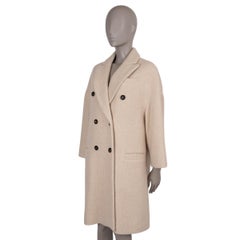 BRUNELLO CUCINELLI pale beige alpaca 2020 DOUBLE BREASTED Coat Jacket 42 M