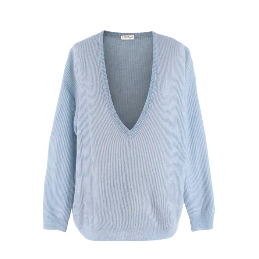 pale blue fine knit jumper