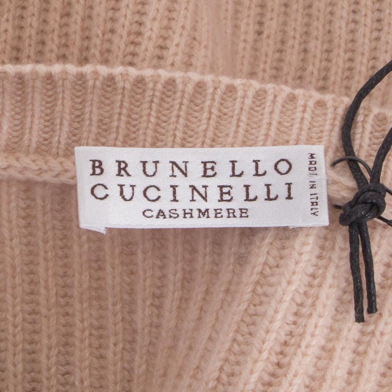 Pull Brunello Cucinelli En Cachemire Brodé Perles - Taille 38 Blanc, Neuf Sans étiquette