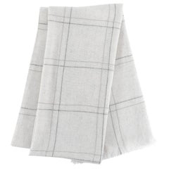 Brunello Cucinelli Pale White / Dove Grey Cashmere Shawl Scarf
