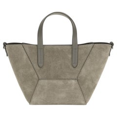 Brunello Cucinelli Paneled Suede Shoulder Bag — Beige