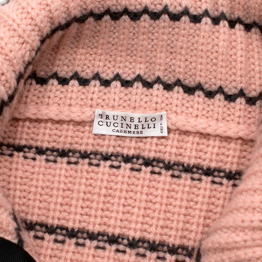 Women's Brunello Cucinelli Pastel Pink Cashmere Striped Zip Up Jacket For Sale