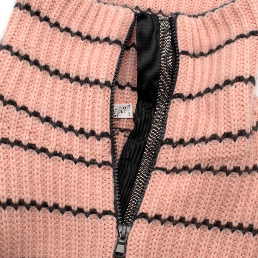 Brunello Cucinelli Pastel Pink Cashmere Striped Zip Up Jacket For Sale 1