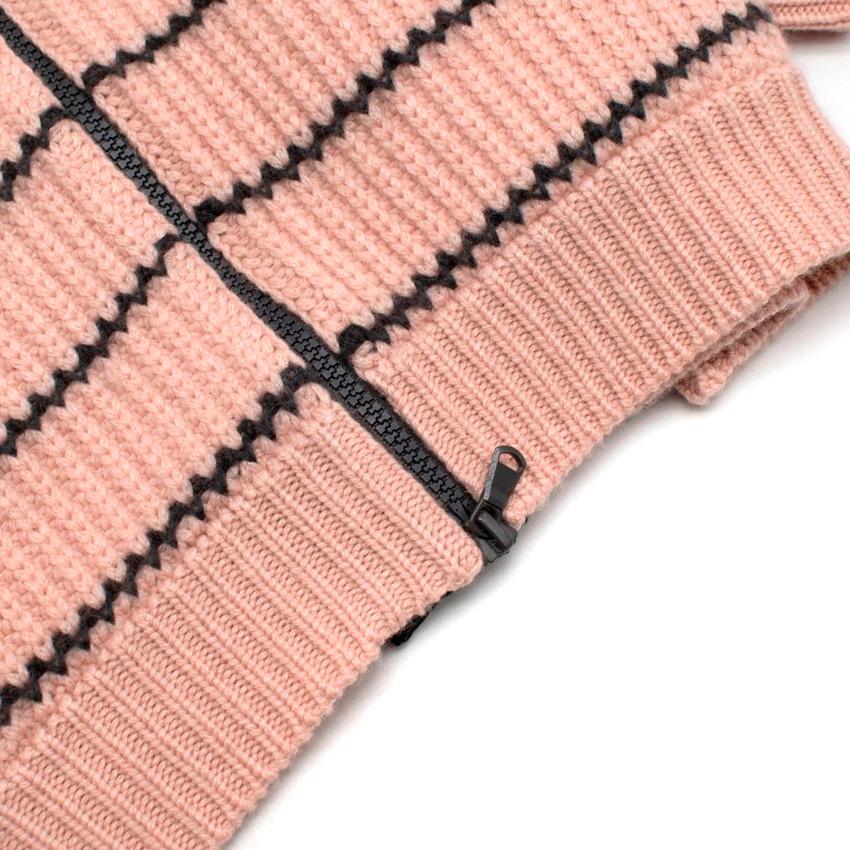 Brunello Cucinelli Pastel Pink Cashmere Striped Zip Up Jacket For Sale 3