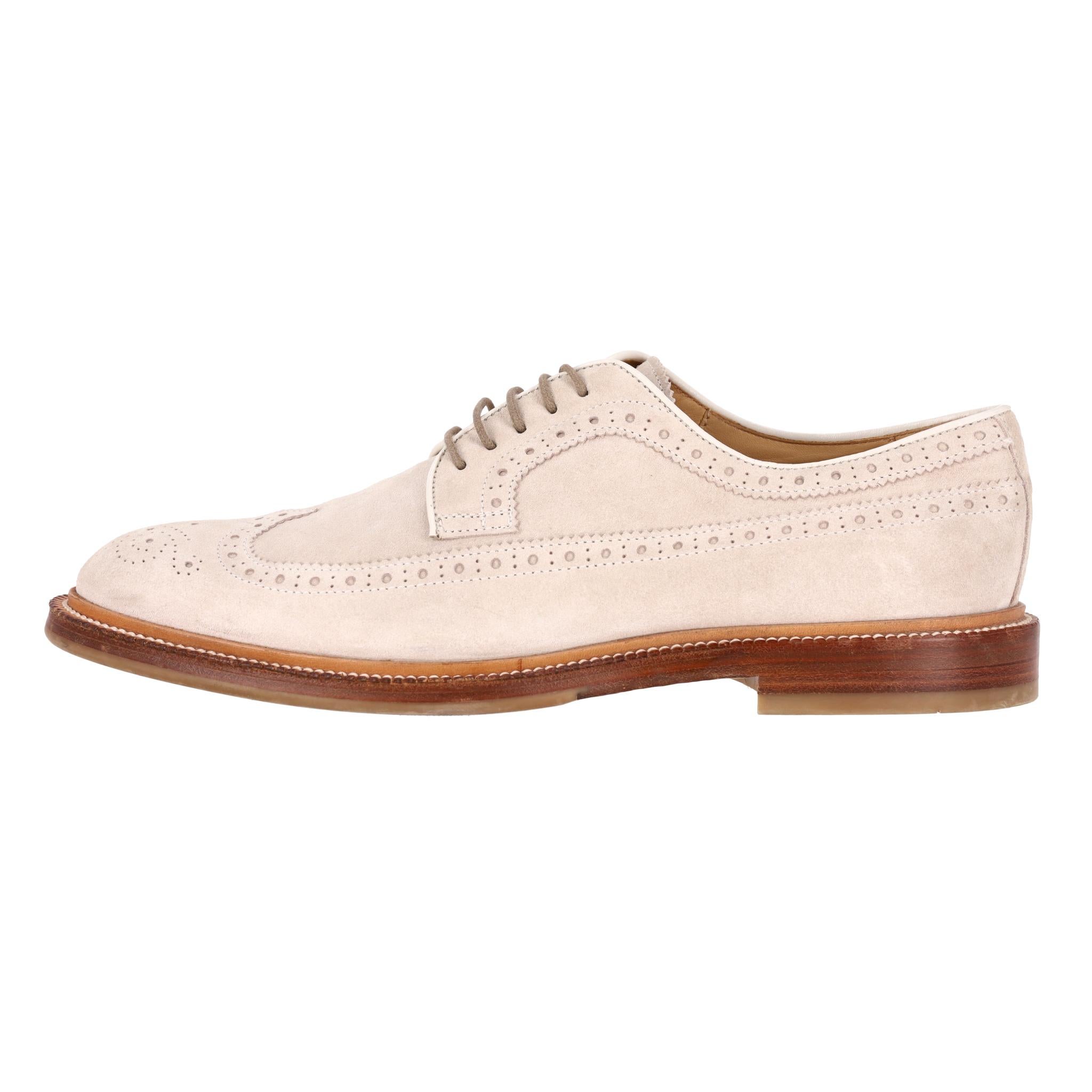 Zapatos Derby Brunello Cucinelli de ante perforado Beige en venta