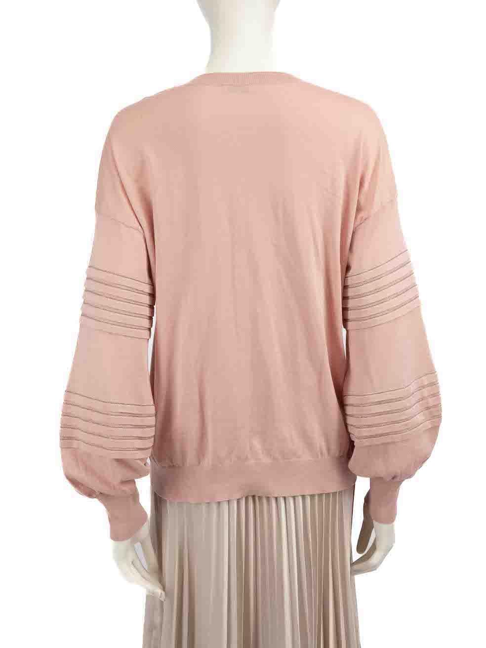 Beige Brunello Cucinelli - Pull rose orné de perles, taille M en vente