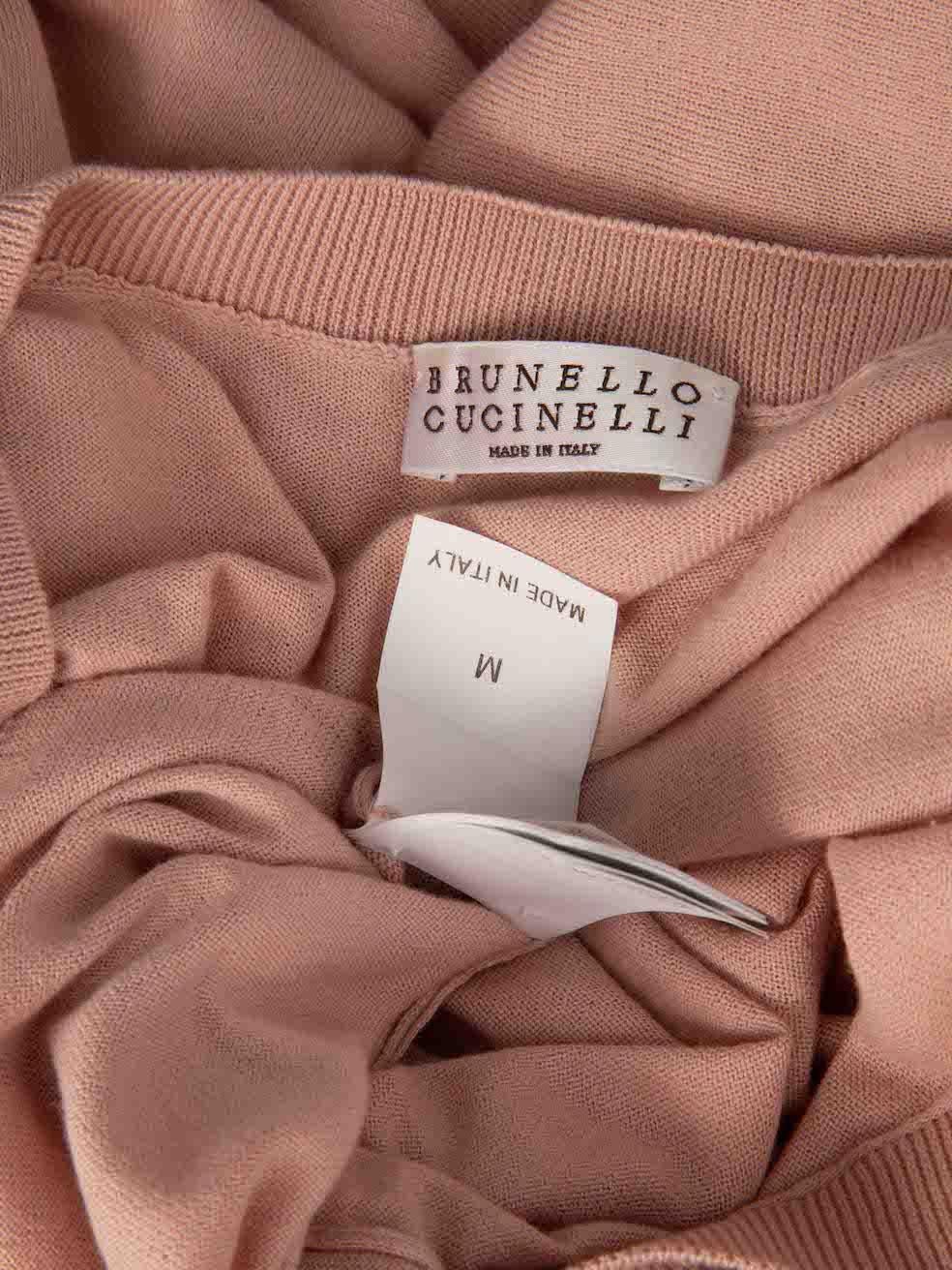 Brunello Cucinelli - Pull rose orné de perles, taille M Bon état - En vente à London, GB