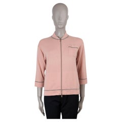 BRUNELLO CUCINELLI pink cashmere 2015 MONILI ZIP Cardigan Sweater S