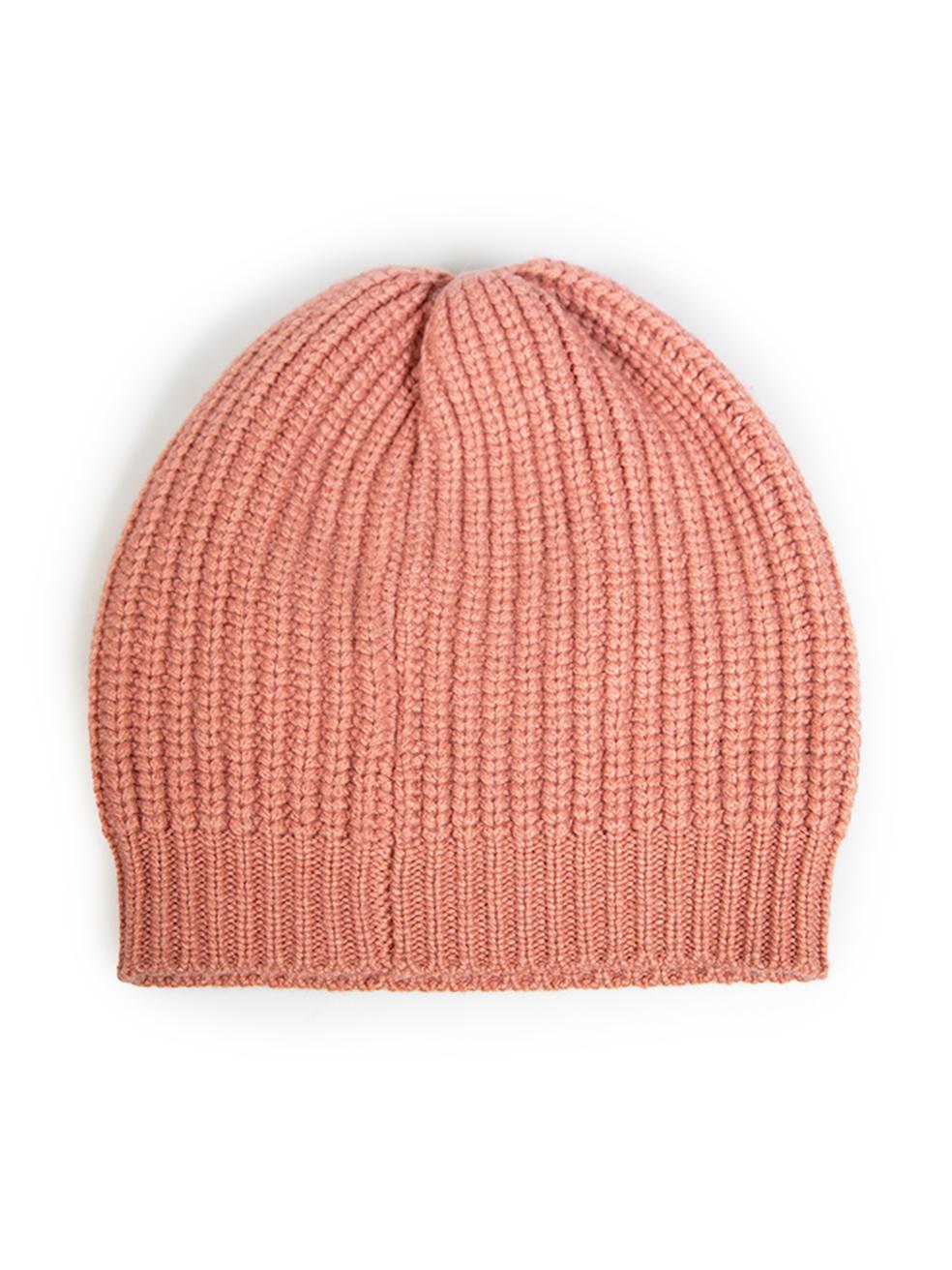Brunello Cucinelli Pink Cashmere Knit Beanie In Good Condition In London, GB