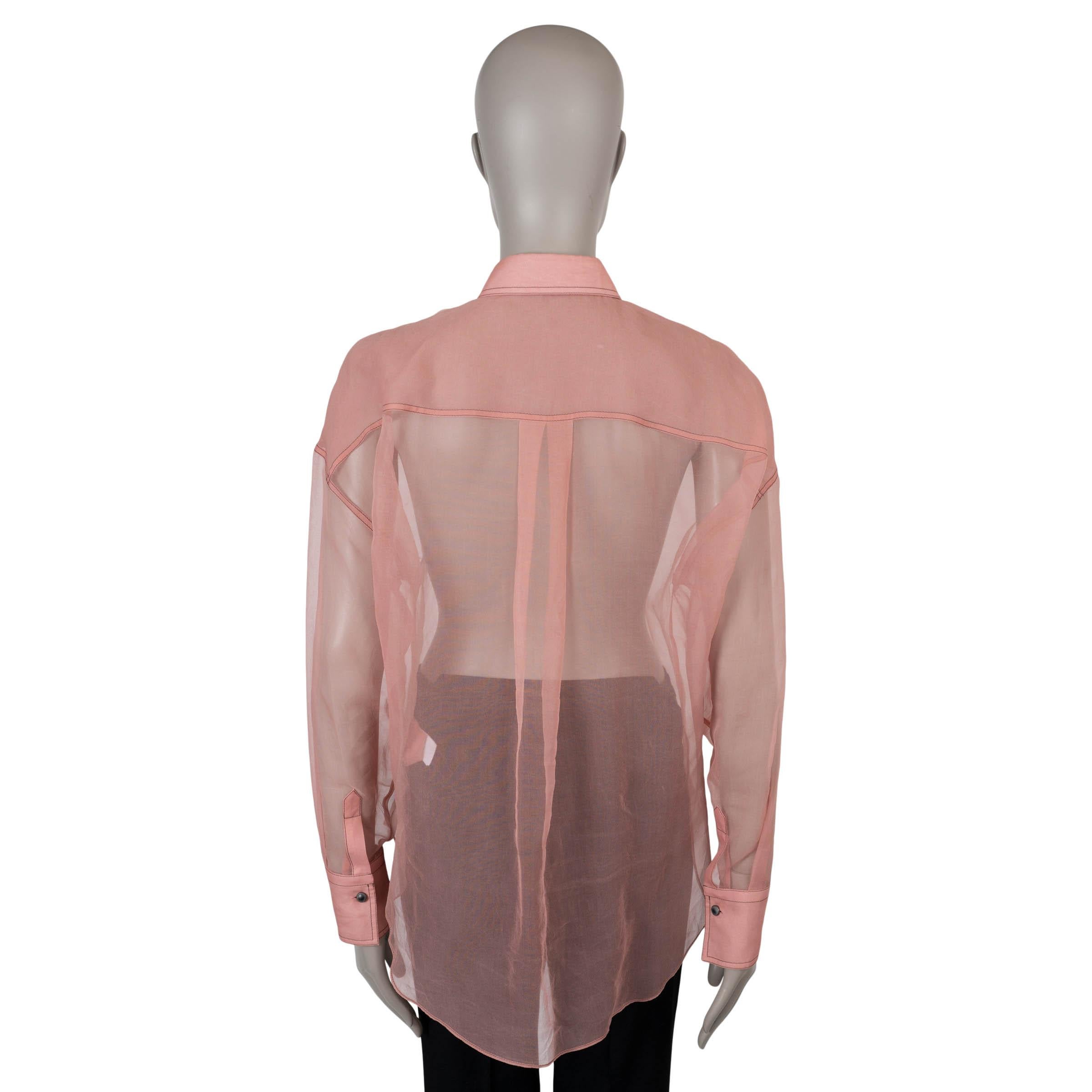 BRUNELLO CUCINELLI seda rosa 2020 ORGANZA CAMISA WESTERN M Marrón en venta