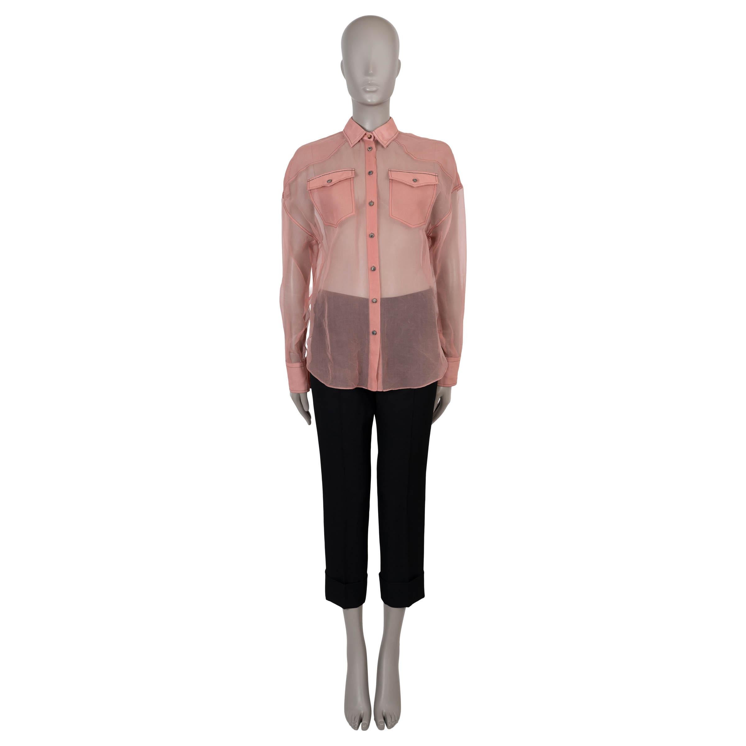 BRUNELLO CUCINELLI seda rosa 2020 ORGANZA CAMISA WESTERN M en Excelente estado para la venta en Zürich, CH