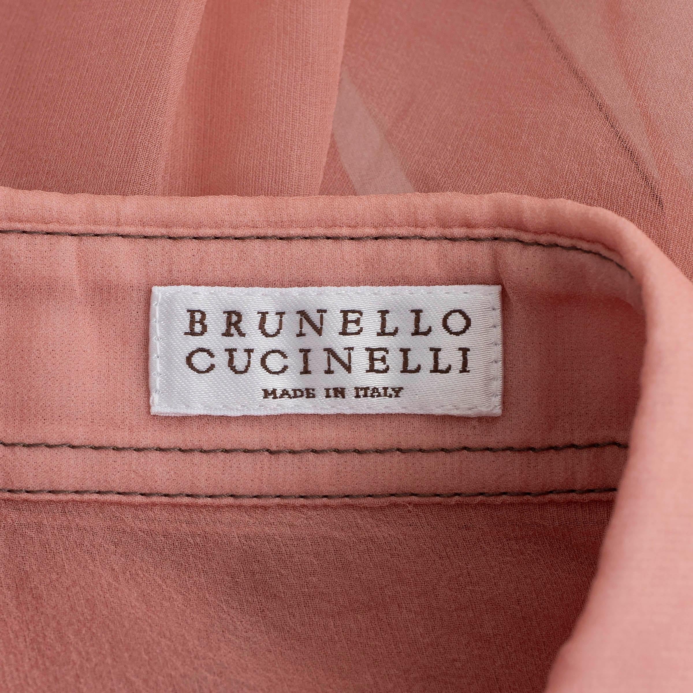 BRUNELLO CUCINELLI seda rosa 2020 ORGANZA CAMISA WESTERN M en venta 1