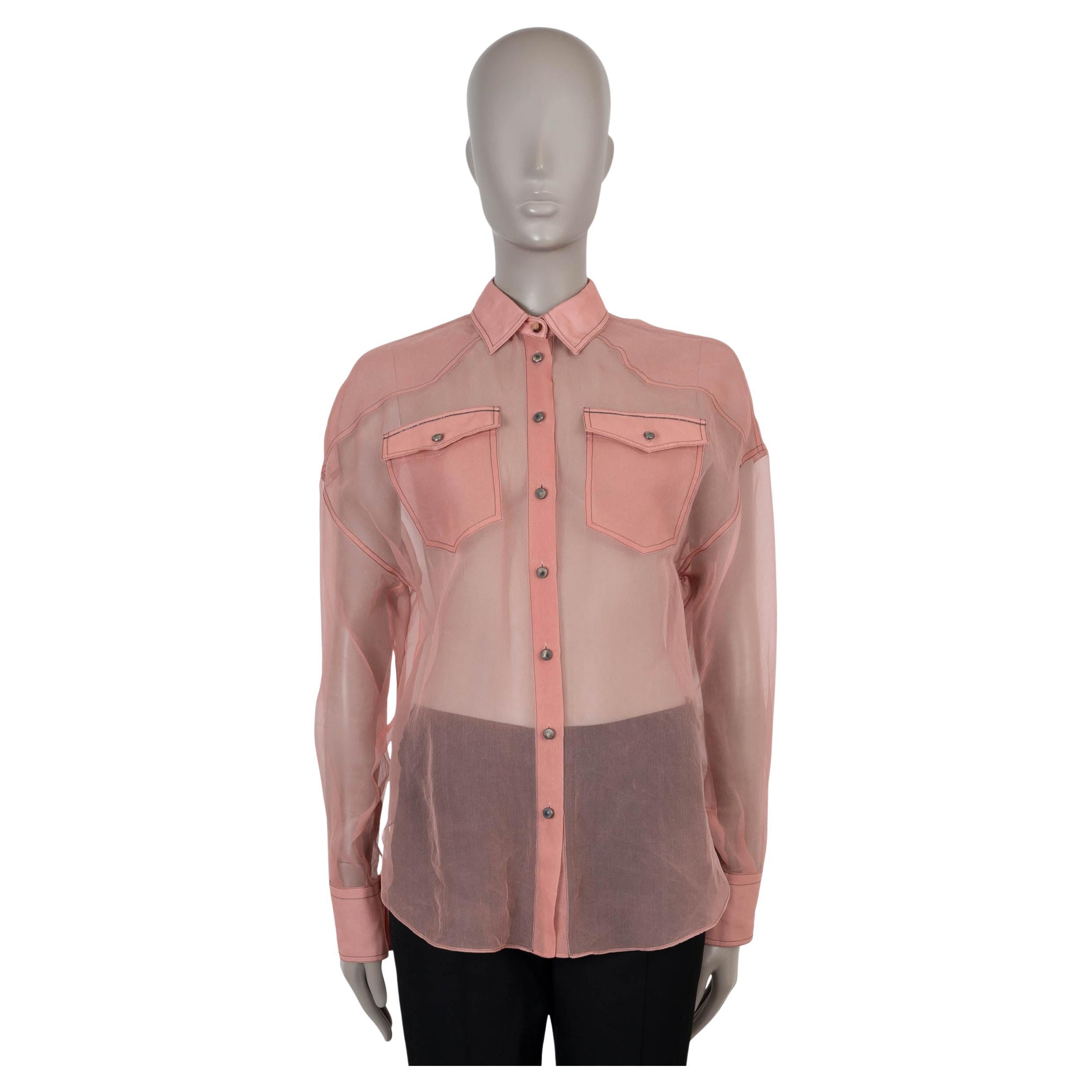 BRUNELLO CUCINELLI rose soie 2020 ORGANZA WESTERN Chemise M.