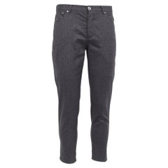 Brunello Cucinelli Pinstripe Cropped Trousers in Grey Wool