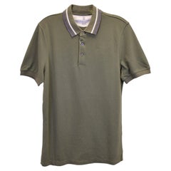 Polo Brunello Cucinelli in piqué di cotone verde militare