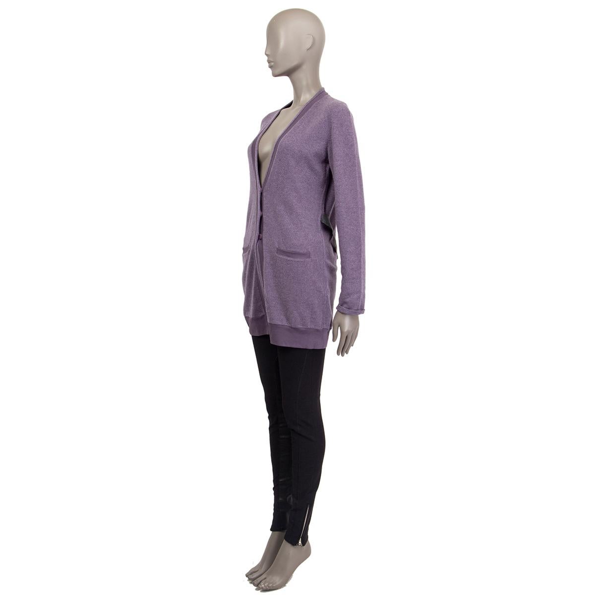 Gray BRUNELLO CUCINELLI purple cashmere LONG CUT Cardigan Sweater L For Sale