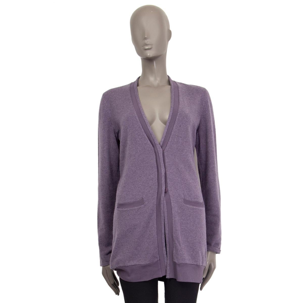 Women's BRUNELLO CUCINELLI purple cashmere LONG CUT Cardigan Sweater L For Sale