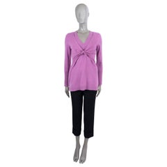 BRUNELLO CUCINELLI purple cashmere TIE-FRONT LAYERED Sweater S