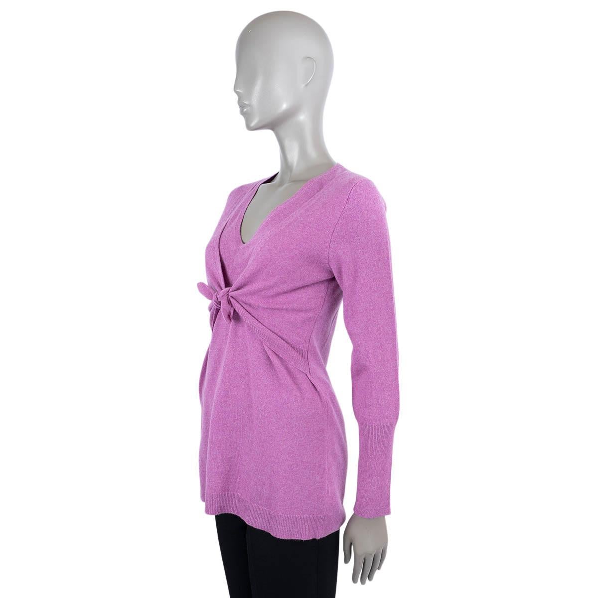 BRUNELLO CUCINELLI purple cashmere TIE-FRONT LAYERED Sweater S In Excellent Condition For Sale In Zürich, CH