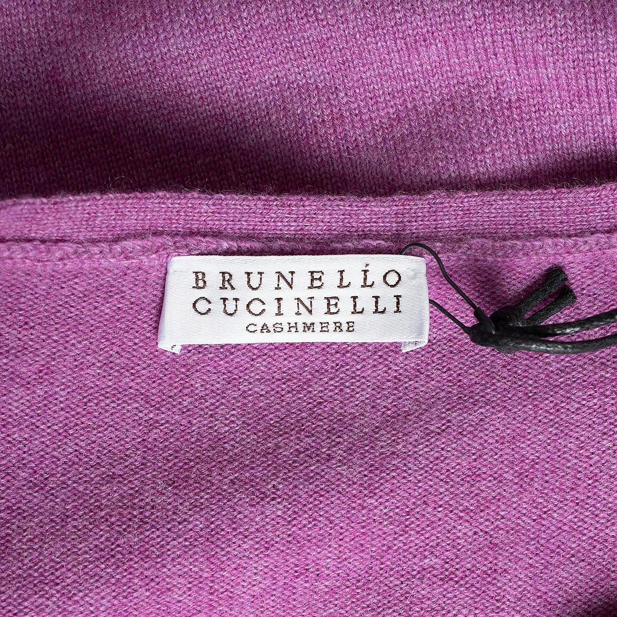 BRUNELLO CUCINELLI purple cashmere TIE-FRONT LAYERED Sweater S For Sale 1