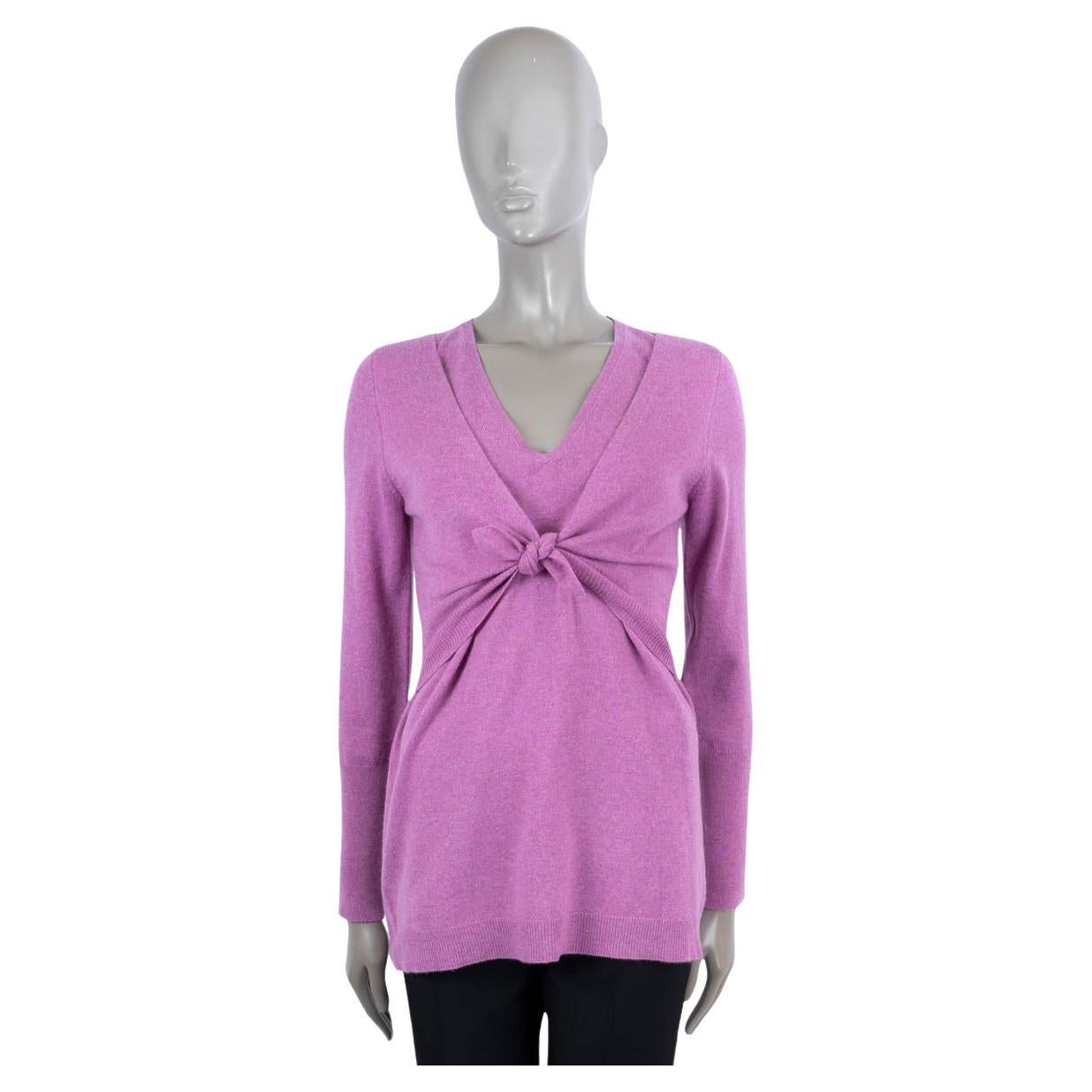 BRUNELLO CUCINELLI purple cashmere TIE-FRONT LAYERED Sweater S