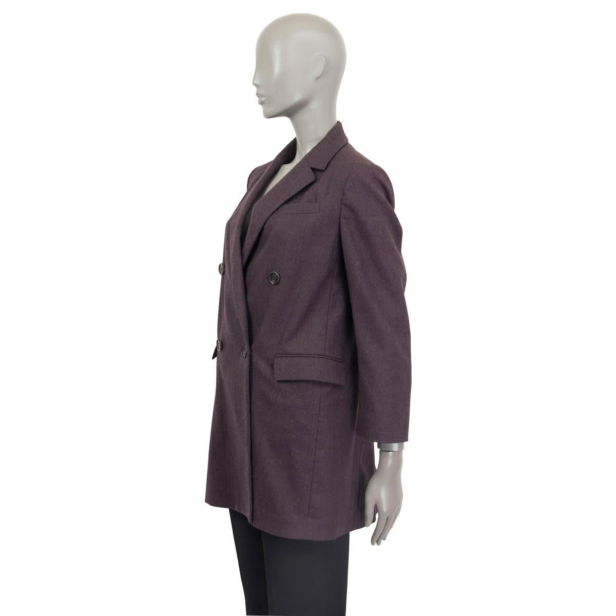 Black BRUNELLO CUCINELLI purple cotton blend DOUBLE BREASTED Blazer Jacket 42 M For Sale