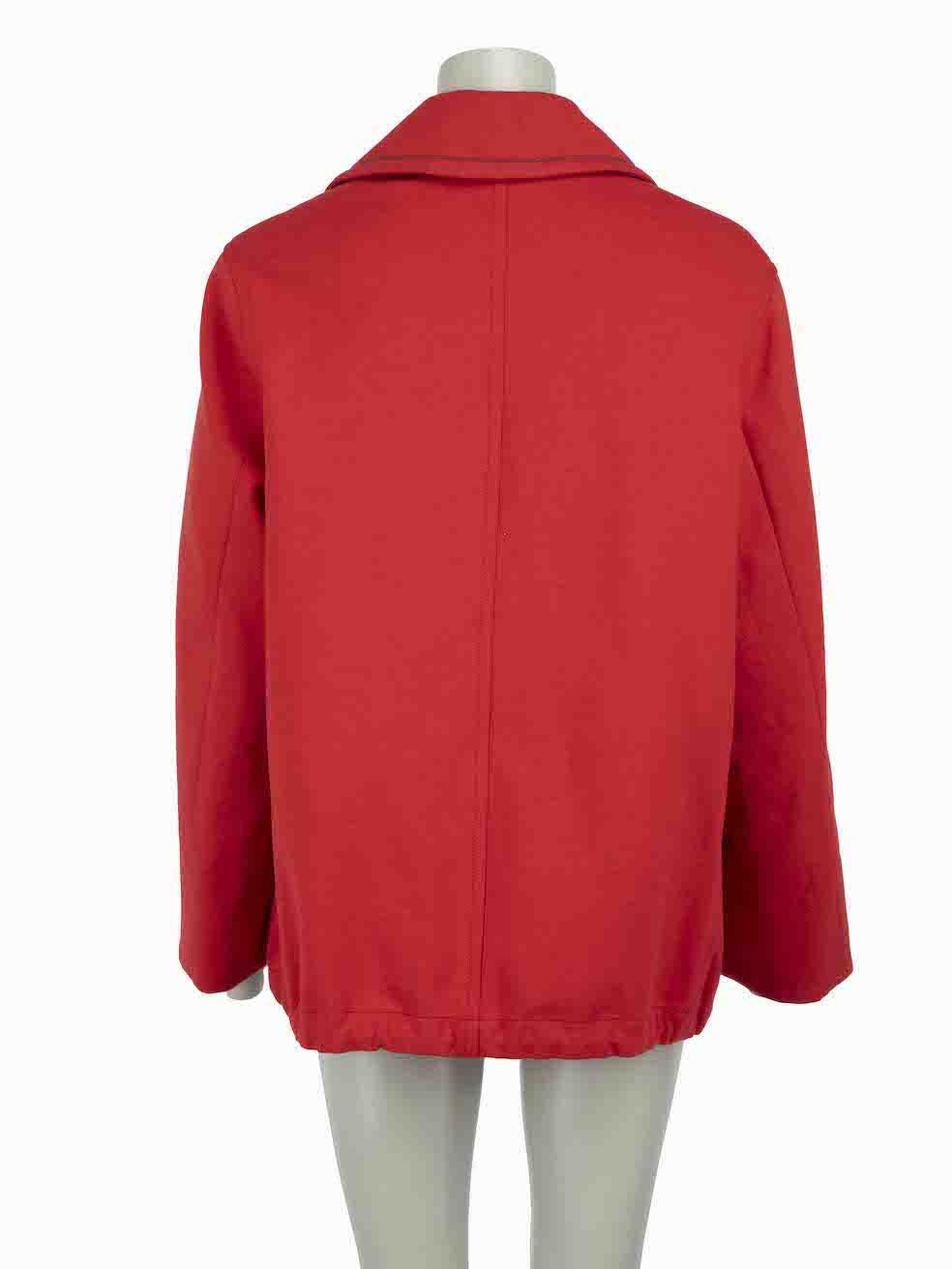 Brunello Cucinelli Red Bead Double Breasted Peacoat Size M In Excellent Condition For Sale In London, GB