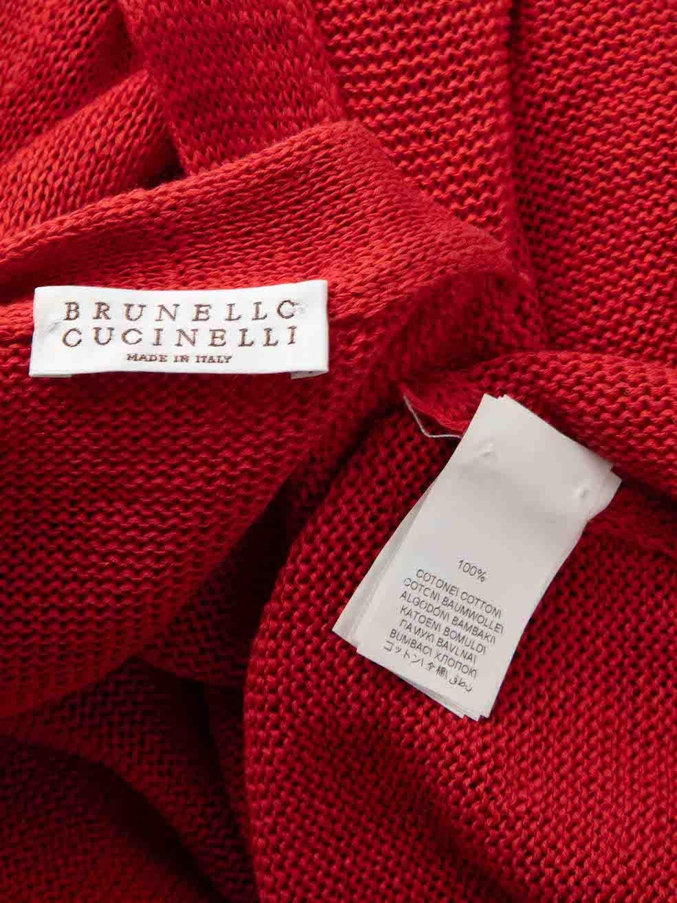 Brunello Cucinelli - Cardigan à rayures rouges, taille XS en vente 1