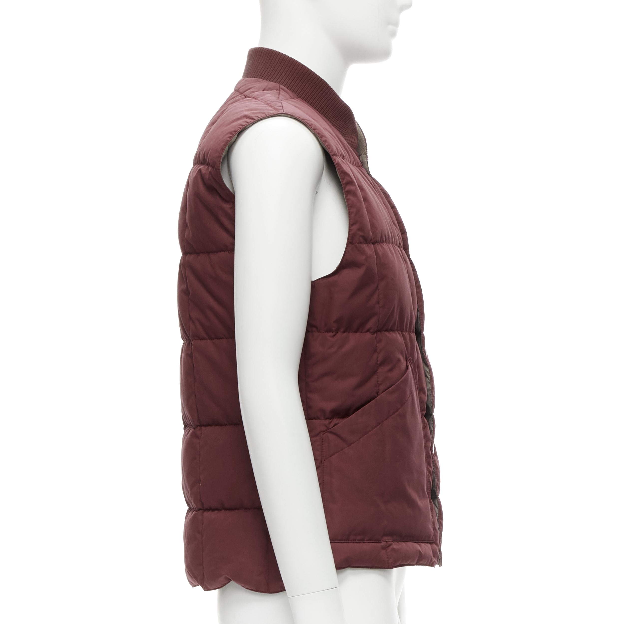 BRUNELLO CUCINELLI Reversible beige & red reversible cotton padded gilet vest M 8