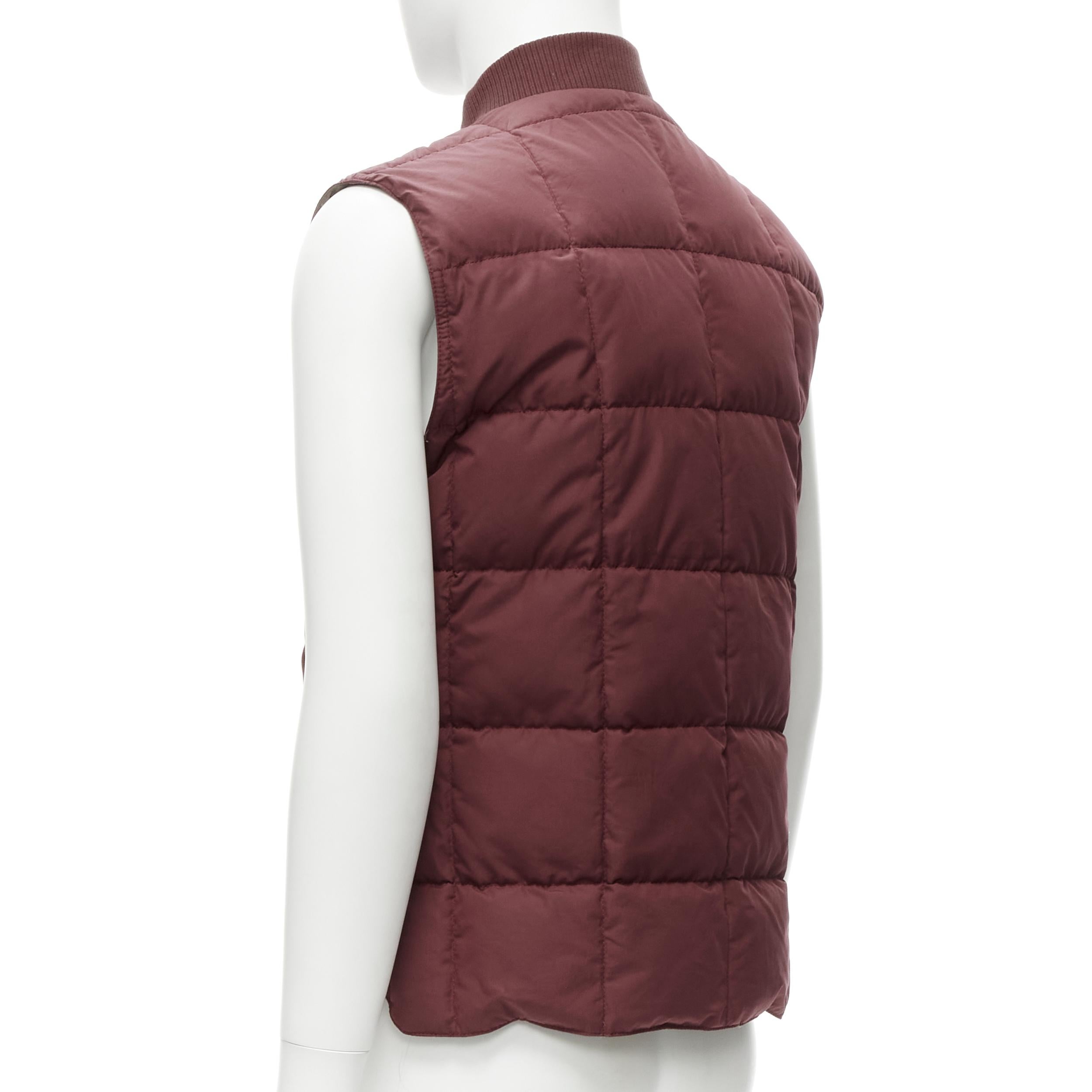 BRUNELLO CUCINELLI Reversible beige & red reversible cotton padded gilet vest M 10