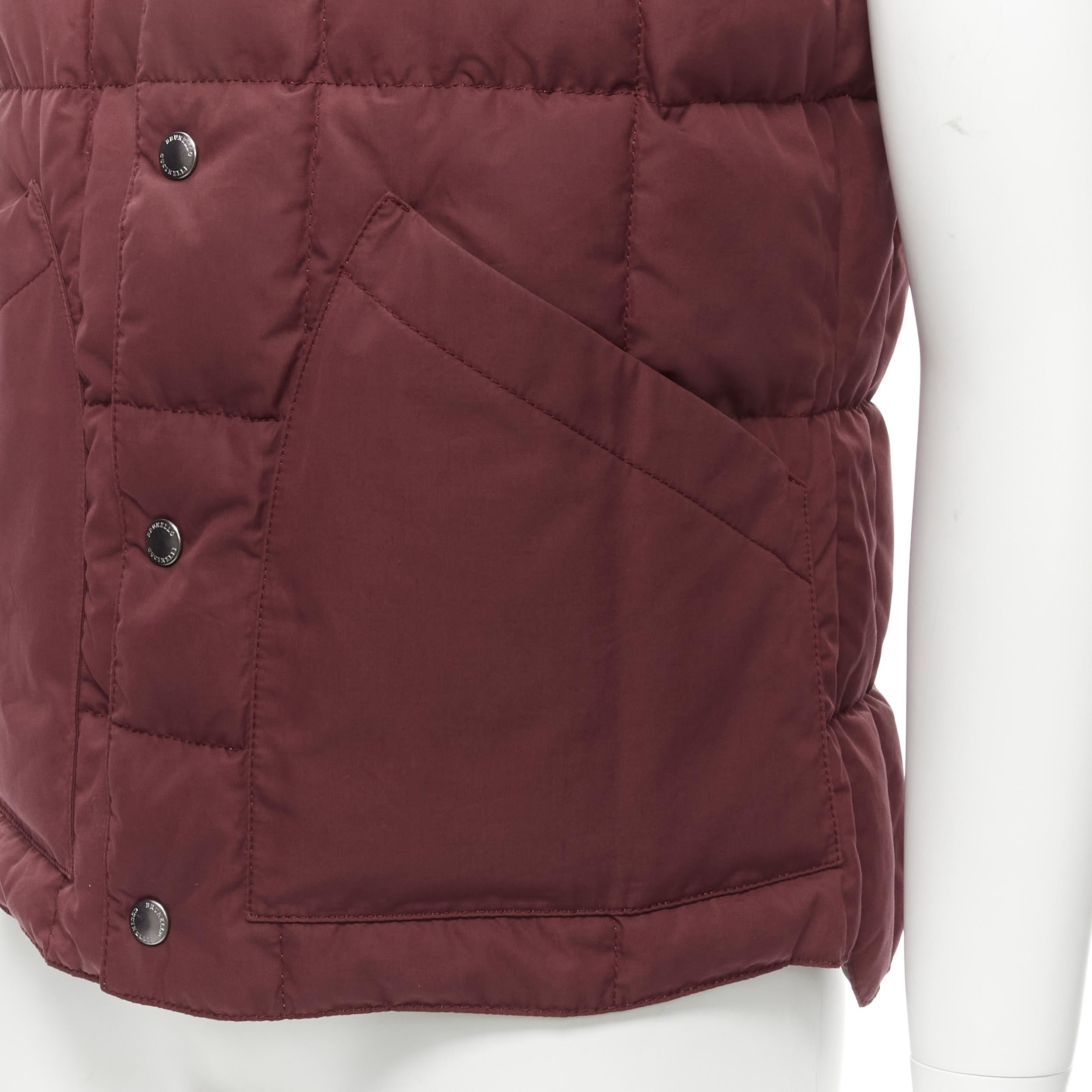 BRUNELLO CUCINELLI Reversible beige & red reversible cotton padded gilet vest M 11