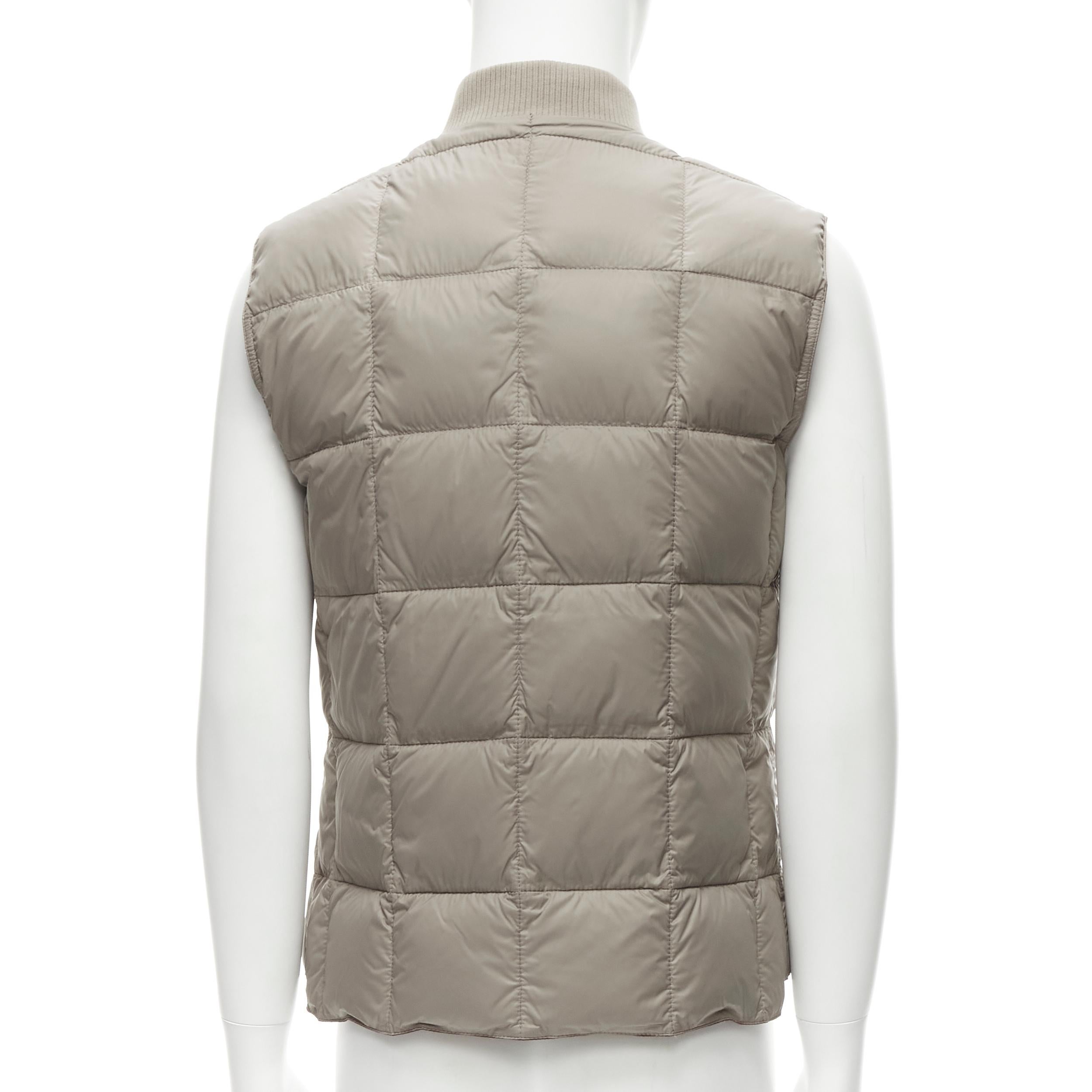BRUNELLO CUCINELLI Reversible beige & red reversible cotton padded gilet vest M 2