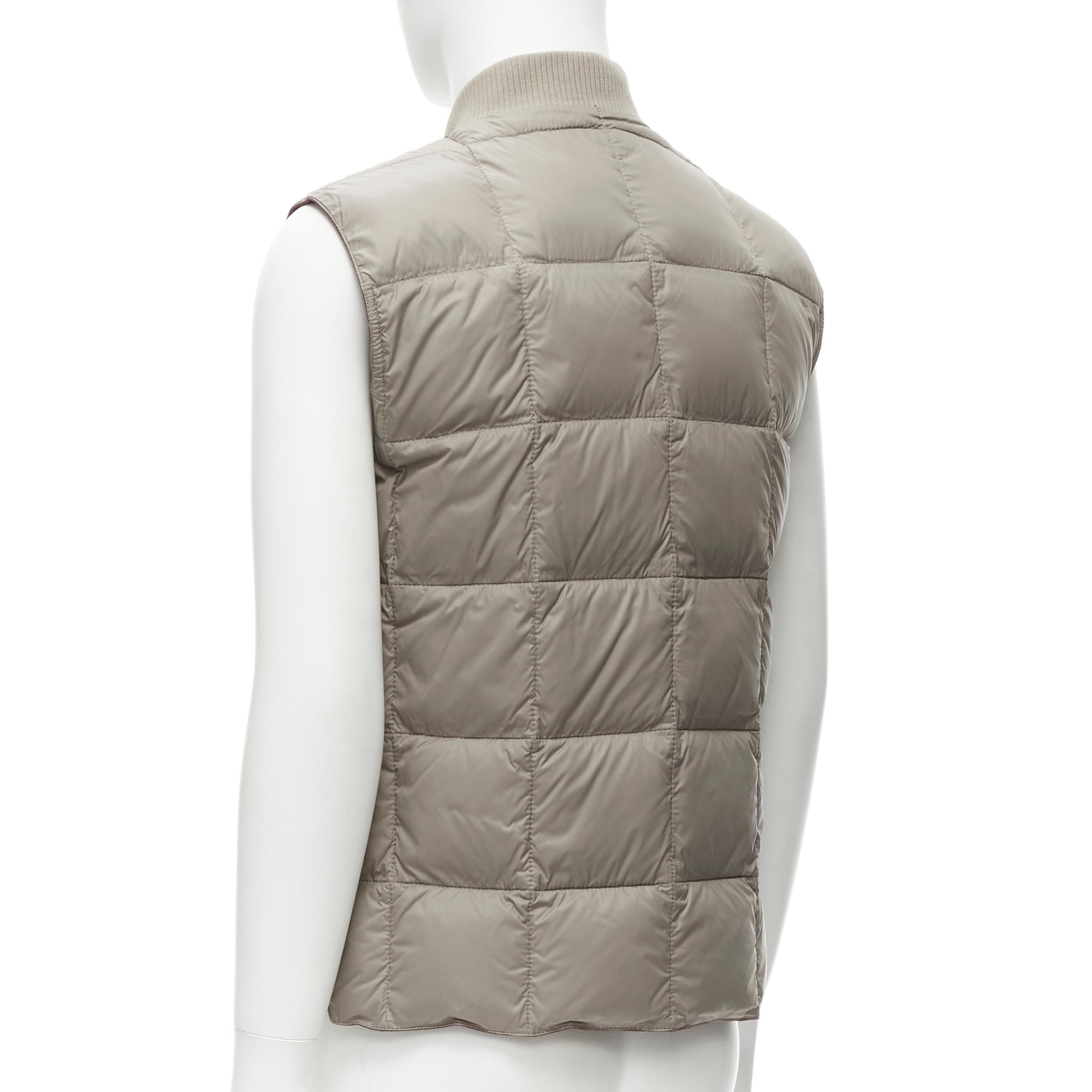 BRUNELLO CUCINELLI Reversible beige & red reversible cotton padded gilet vest M 3