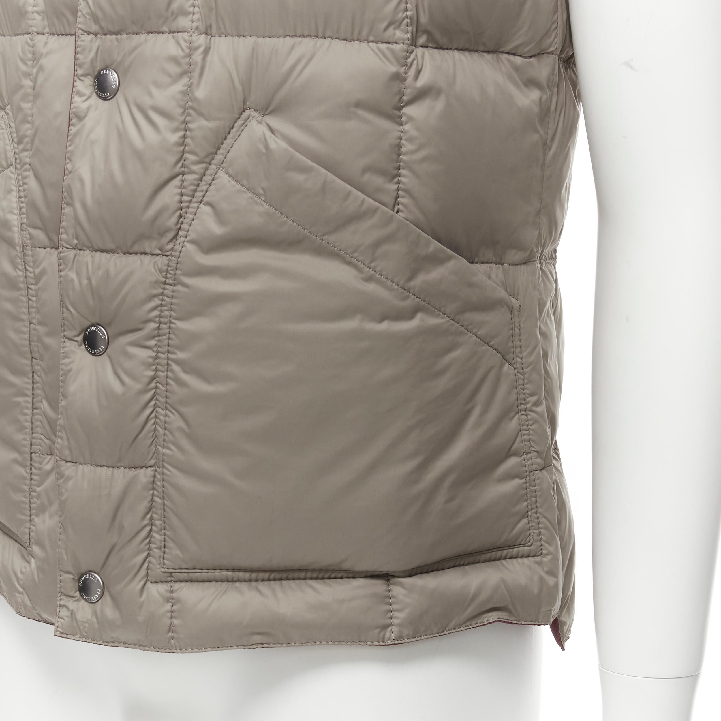 BRUNELLO CUCINELLI Reversible beige & red reversible cotton padded gilet vest M 4