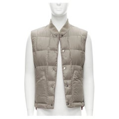 BRUNELLO CUCINELLI Reversible beige & red reversible cotton padded gilet vest M