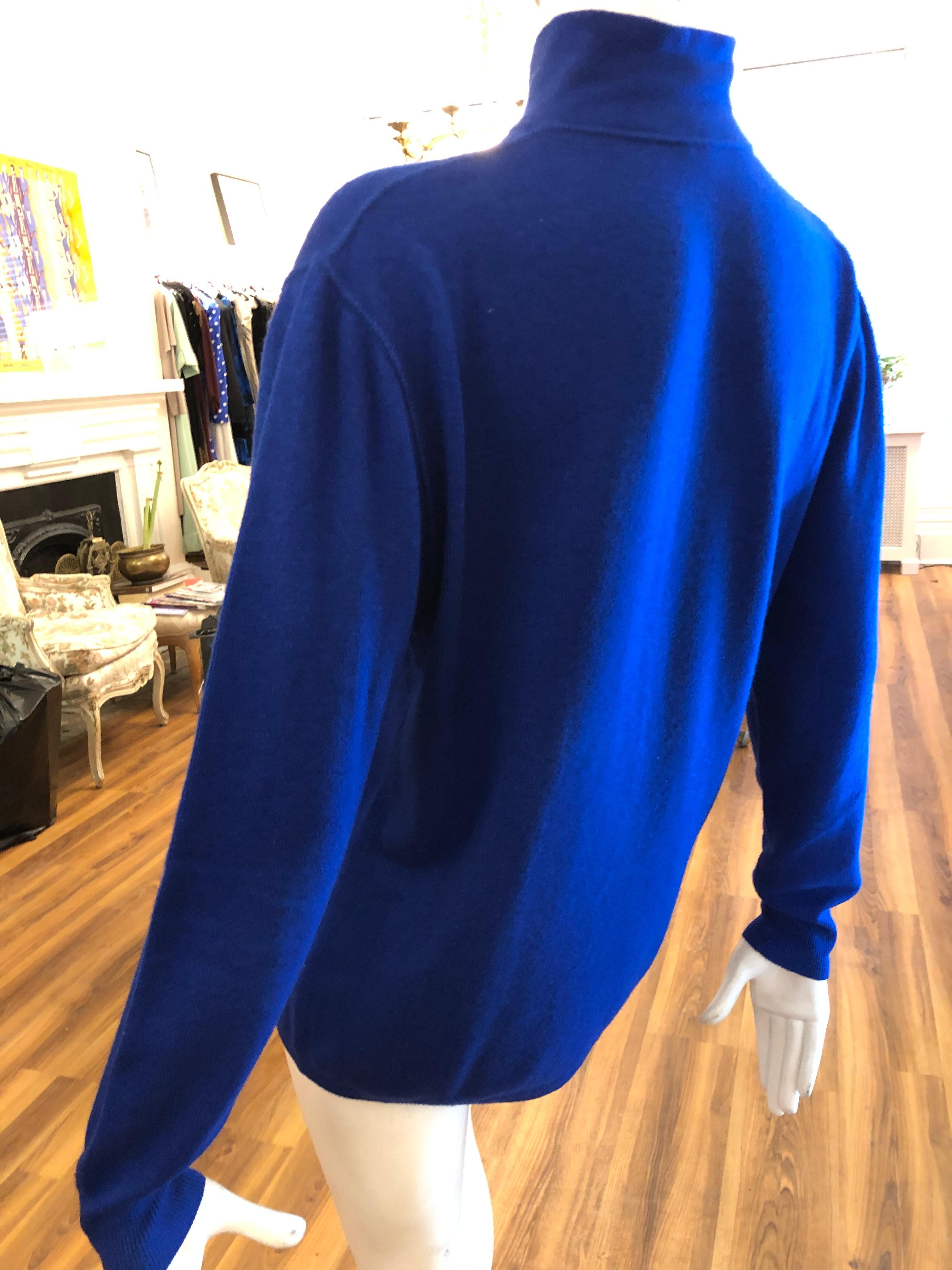 Black Brunello Cucinelli Royal Blue High Necked Cashmere and Silk Sweater M+