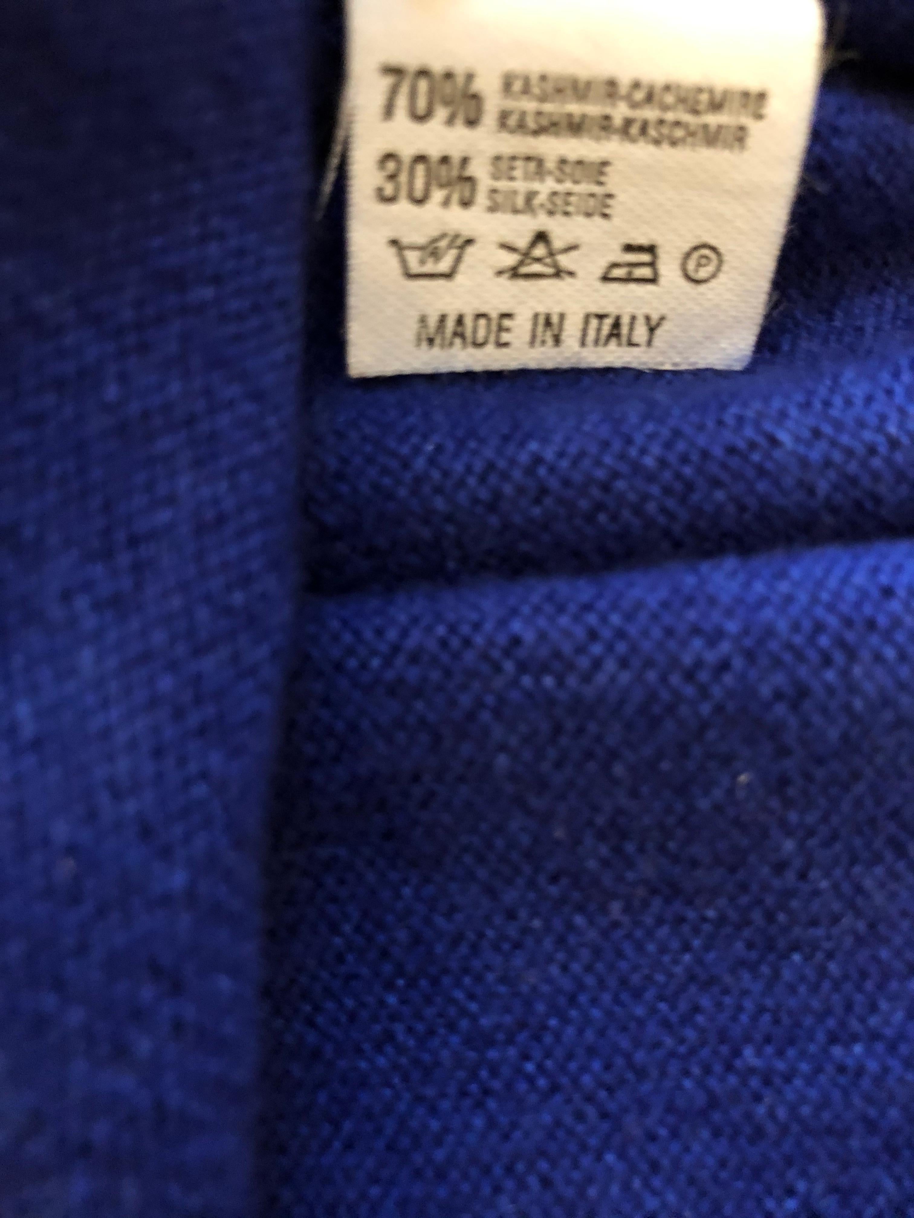 Brunello Cucinelli Royal Blue High Necked Cashmere and Silk Sweater M+ 3