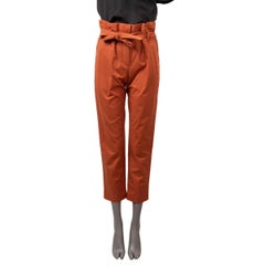 BRUNELLO CUCINELLI rust red cotton PAPERBAG WAIST Pants XXS