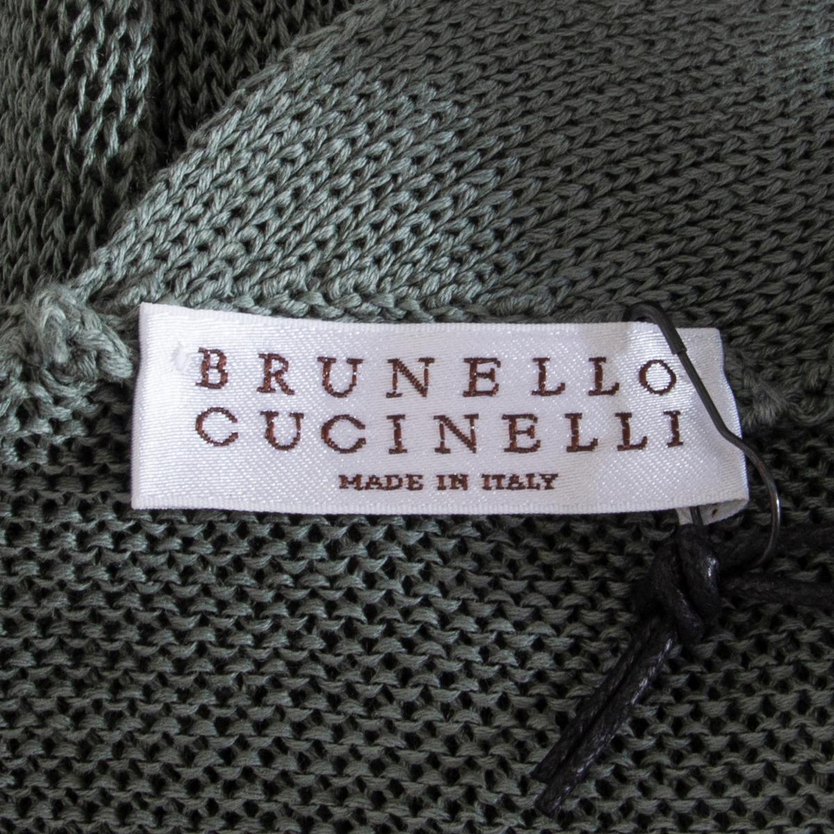 Gray BRUNELLO CUCINELLI sage green cotton Cardigan Sweater XS For Sale