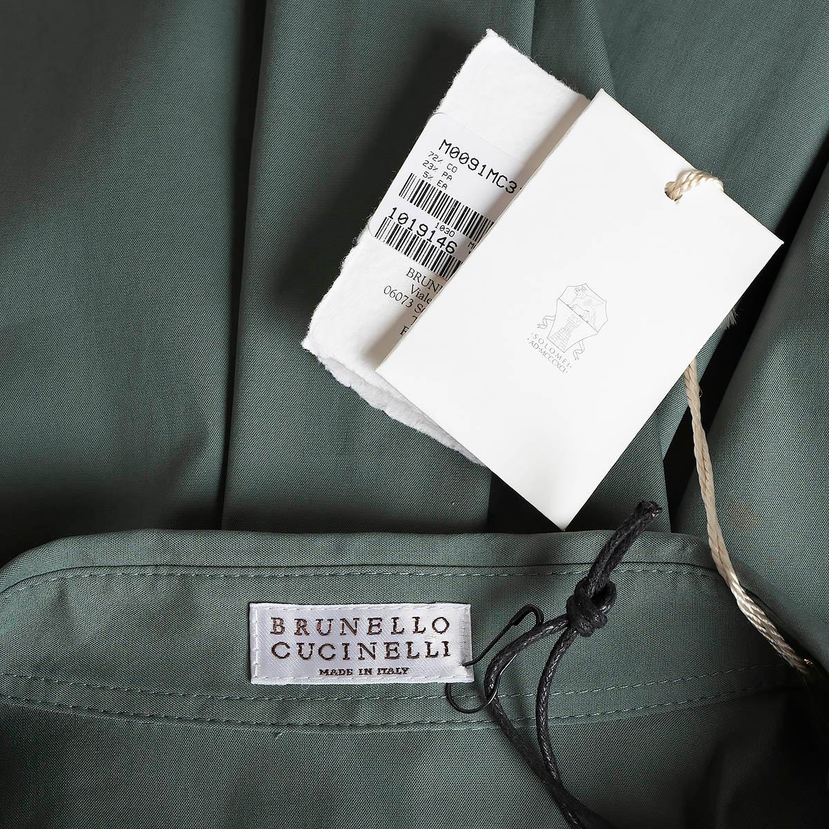 BRUNELLO CUCINELLI sage green cotton MONILI POCKET SHORT SLEEVE Shirt S For Sale 2